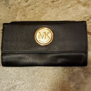 Michael kors black with gold wallet
